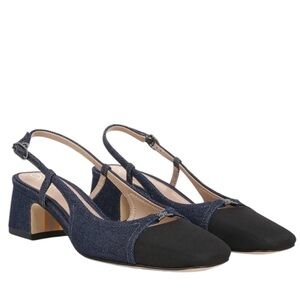Sam Edelman Tarra Black and Blue Slingback Heels
